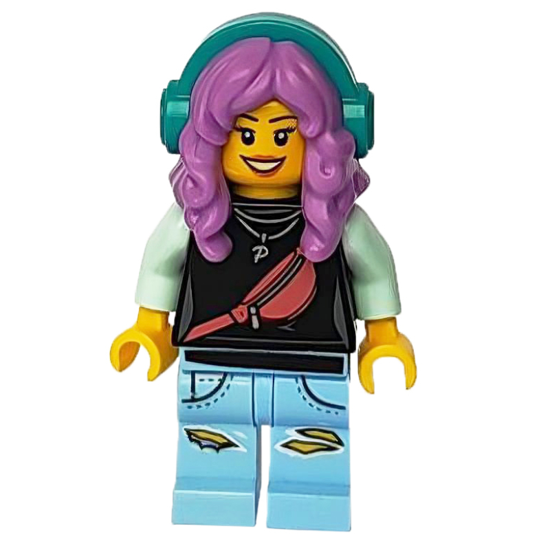 Parker L. Jackson, haut noir, cheveux lavande moyen avec casque (Parker L. Jackson, Black Top, Medium Lavender Hair with Headphones)