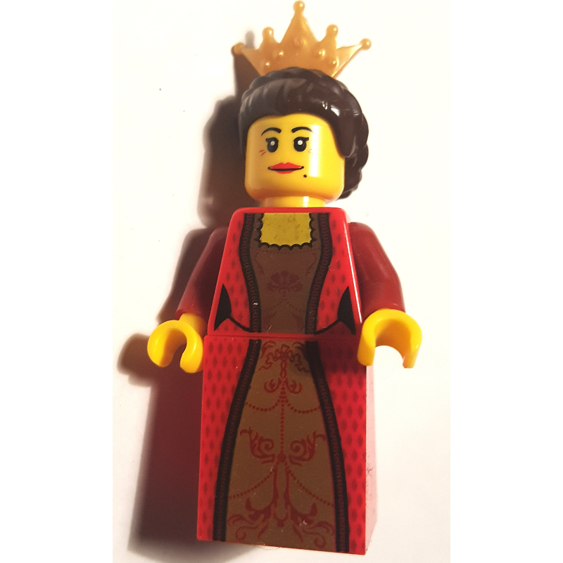 Reine d'échecs, robe rouge, couronne d'or (Chess Queen, Red Dress, Gold Crown)
