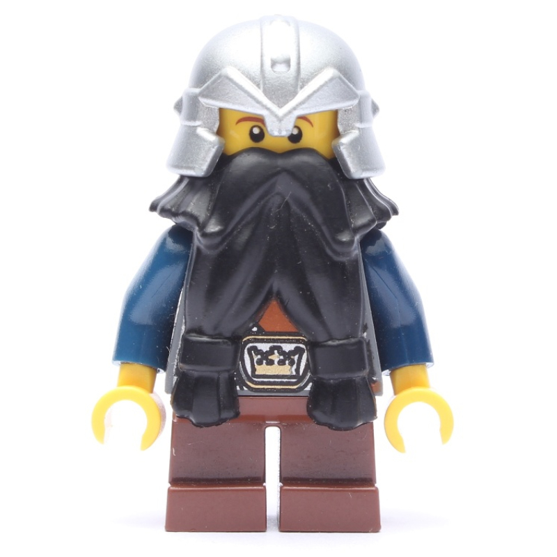 Nain, barbe noire, casque argent métallisé (Dwarf, Black Beard, Metallic Silver Helmet)