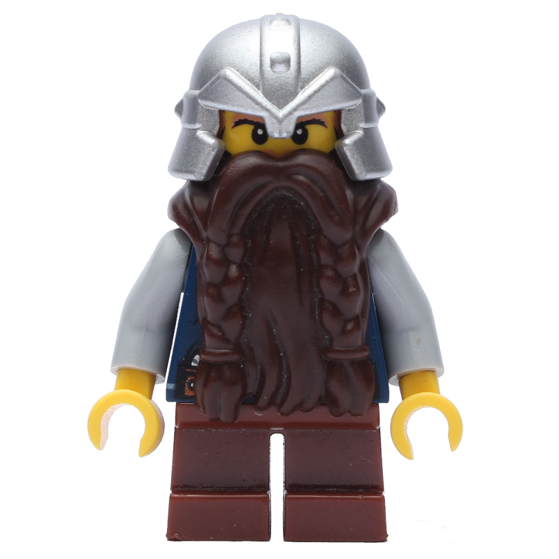 Nain, barbe brun foncé, casque argent métallisé (Dwarf, Dark Brown Beard, Metallic Silver Helmet)