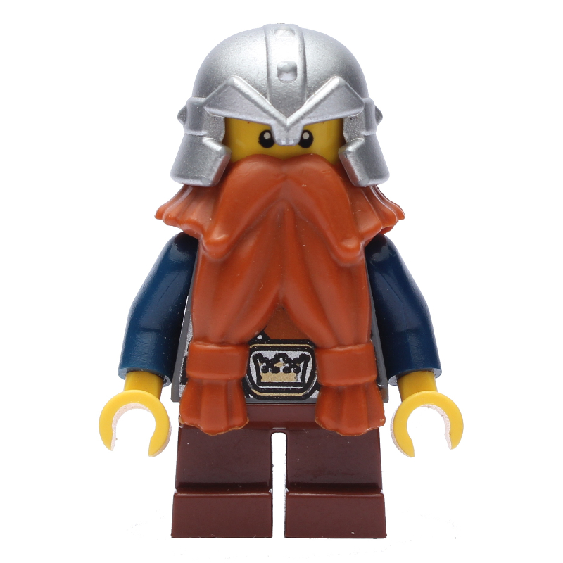 Nain, barbe orange foncé, casque argent métallique (Dwarf, Dark Orange Beard, Metallic Silver Helmet)