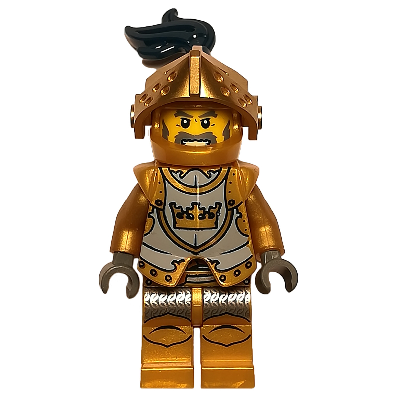 Chevalier, or, armure, casque avec visière et plume bleu foncé (Knight, Gold, Armor, Helmet with Visor and Dark Blue Plume)