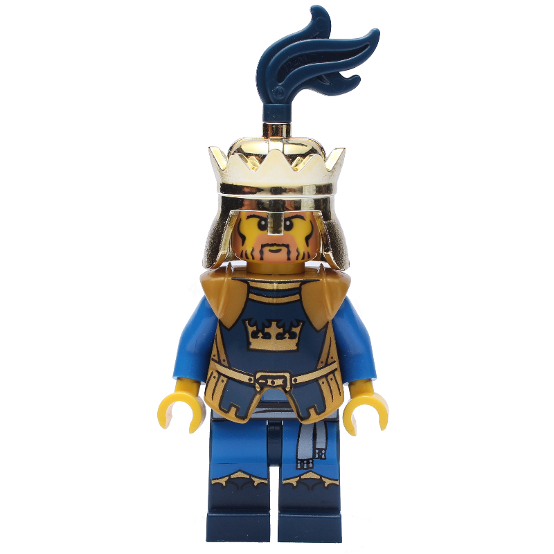 Roi, bleu foncé, armure et couronne d'or avec plume bleu foncé (King, Dark Blue, Gold Armor and Crown with Dark Blue Plume)