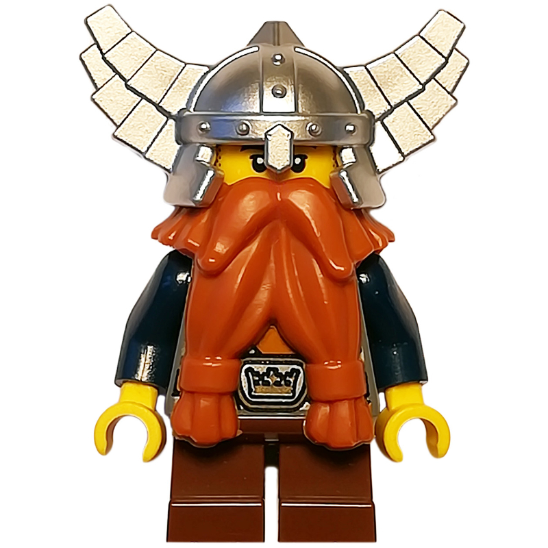 Nain, barbe orange foncé, casque argent métallisé (Dwarf, Dark Orange Beard, Metallic Silver Helmet)