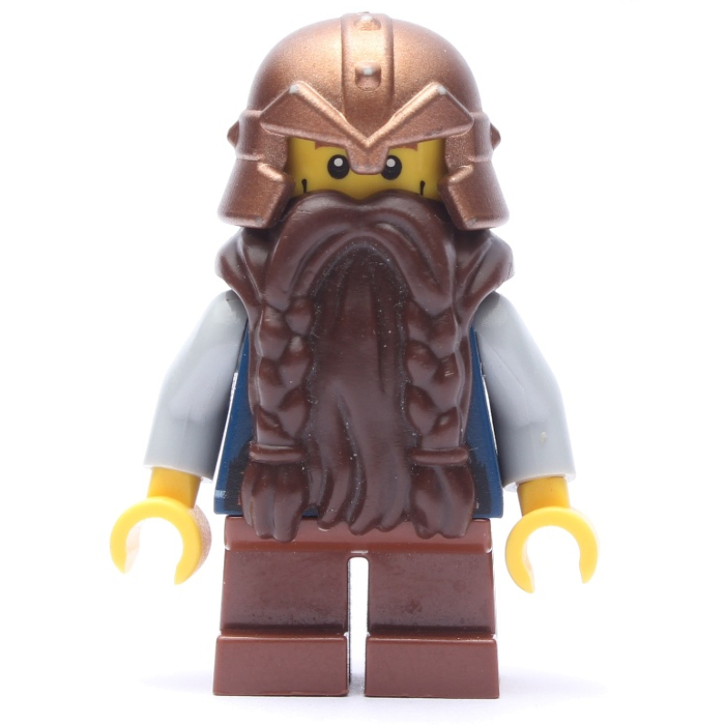 Nain, barbe brun foncé, casque cuivre, traits sur les joues (Dwarf, Dark Brown Beard, Copper Helmet, Cheek Lines)