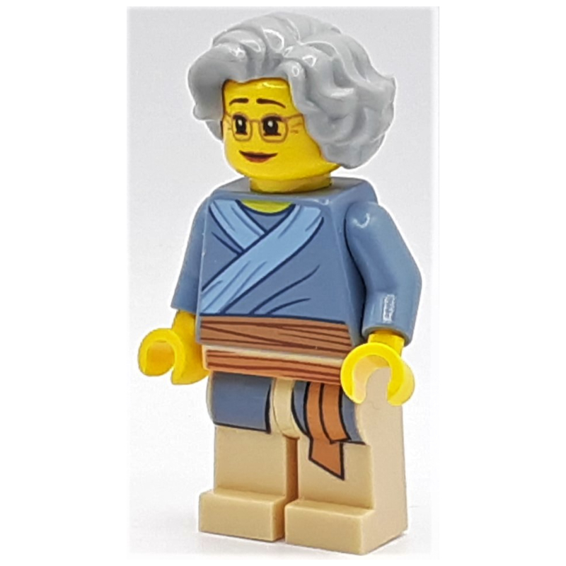 Femme, tunique bleu sable, cheveux gris bleuté clair, lunettes (Woman, Sand Blue Tunic, Light Bluish Gray Hair, Glasses)