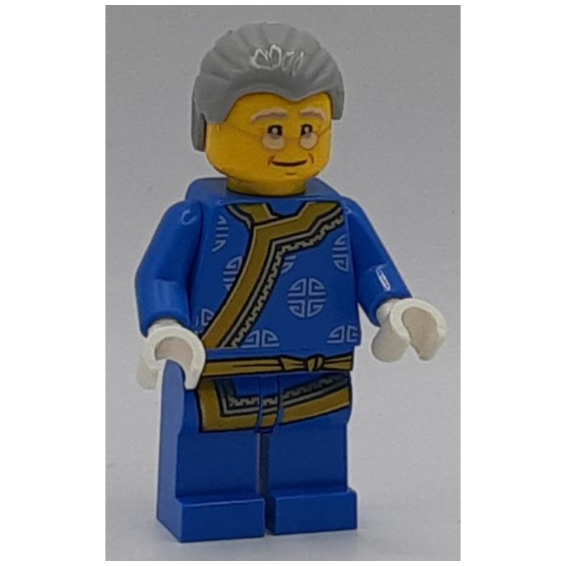 Homme, robe bleue, cheveux gris bleuté clair, lunettes (Man, Blue Robe, Light Bluish Gray Hair, Glasses)