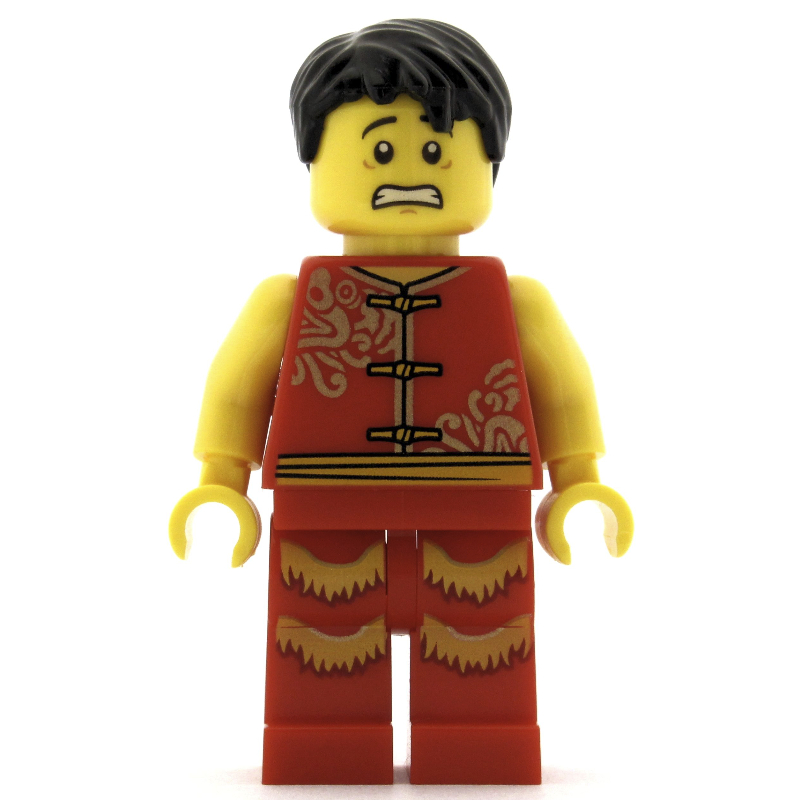 Homme, robe rouge avec des cravates, cheveux noirs (Man, Red Robe with Ties, Black Hair)