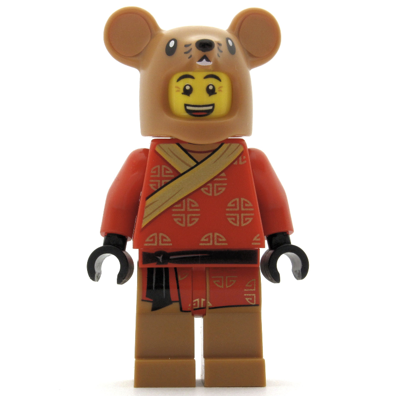 Homme, tête de costume de rat, robes rouges avec ceinture noire (Man, Rat Costume Head, Red Robes with Black Sash Belt)