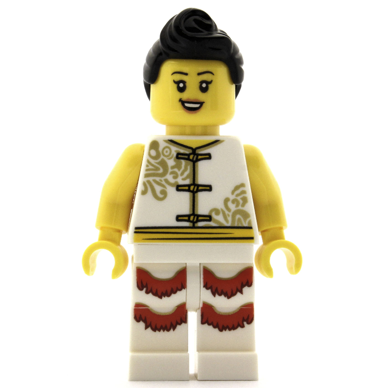 Femme, robes blanches avec des cravates, jambes blanches, cheveux noirs (Woman, White Robes with Ties, White Legs, Black Hair)