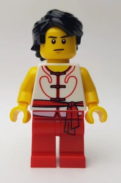 Pilote de course, robe blanche et rouge avec cravates et ceinture à ceinture, cheveux noirs, effrayé / expression neutre (Racer, White and Red Robe with Ties and Sash Belt, Black Hair, Scared / Neutral)