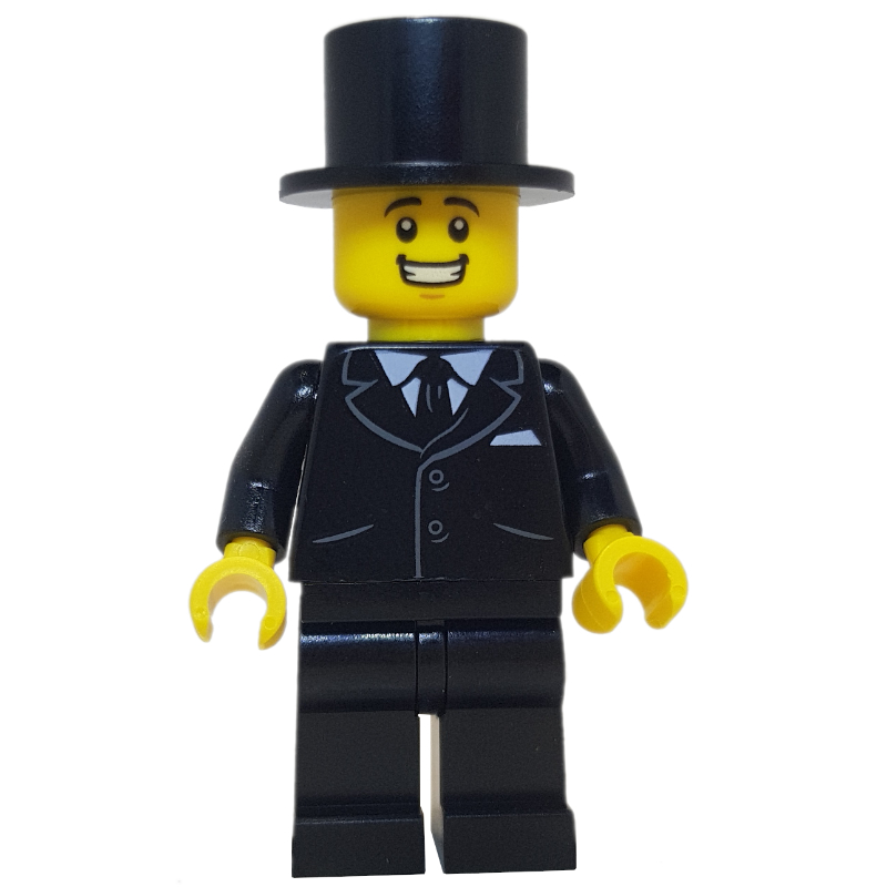 Marié, costume noir avec cravate, chapeau haut (Groom, Black Suit with Tie, Top Hat)