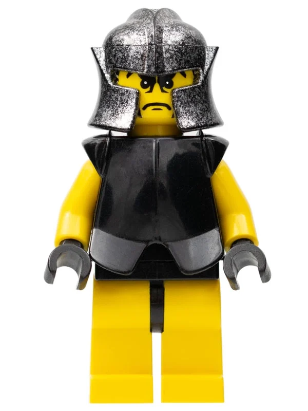 Chevalier voyou, jaune et noir, casque noir-argent moucheté (Rogue Knight, Yellow and Black, Speckle Black-Silver Helmet)