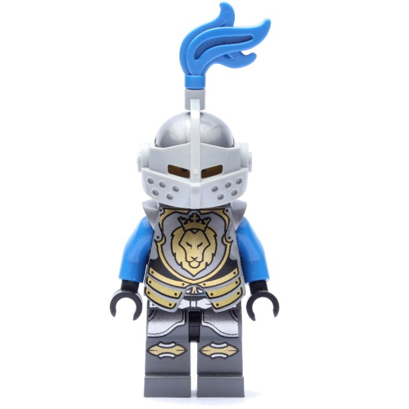 Chevalier, bleu, armure, casque avec visière et plume bleue (Knight, Blue, Armor, Helmet with Visor and Blue Plume)