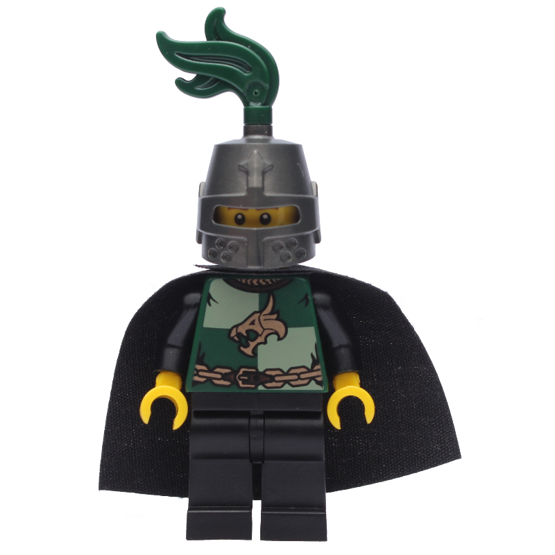 Chevalier dragon, vert foncé, casque avec plume vert foncé, cape (Dragon Knight, Dark Green, Helmet with Dark Green Plume, Cape)