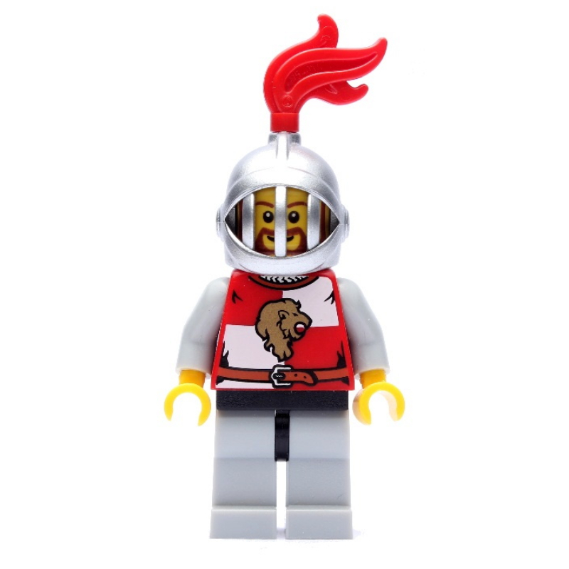 Chevalier du Lion, casque avec grille et plume rouge (Lion Knight, Helmet with Grille and Red Plume)