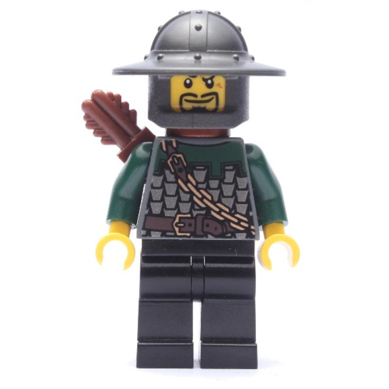 Chevalier dragon, archer, vert foncé, casque à grand bord, carquois, bouc (Dragon Knight, Archer, Dark Green, Wide Brim Helmet, Quiver, Goatee Beard)