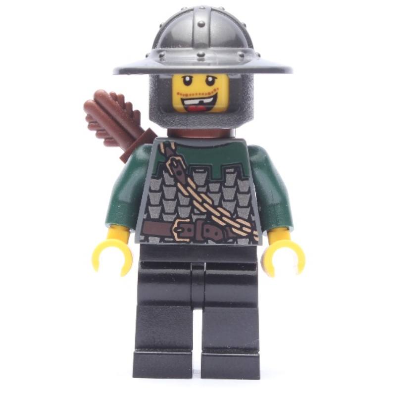 Chevalier du Dragon, archer, vert foncé, casque à grand bord, dent manquante (Dragon Knight, Archer, Dark Green, Wide Brim Helmet, Missing Tooth)
