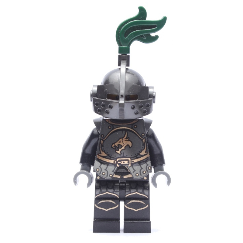 Chevalier du Dragon, noir, armure, casque avec plume vert foncé, bouc (Dragon Knight, Black, Armor, Helmet with Dark Green Plume, Goatee Beard)