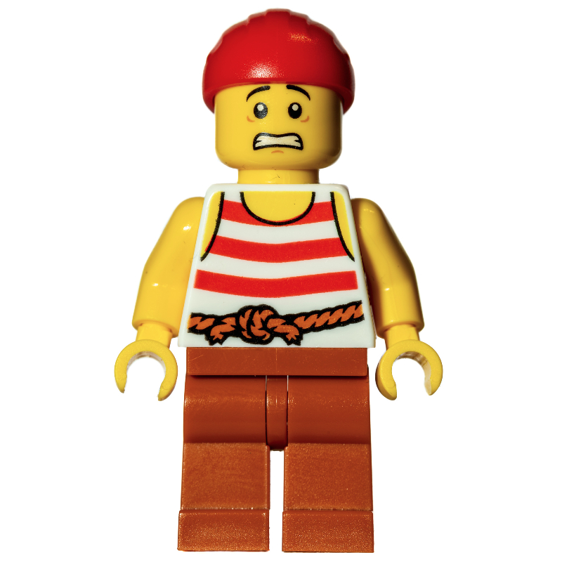 Pirate, chemise rayée rouge et blanche, bandana rouge (Pirate, Red and White Striped Shirt, Red Bandanna)