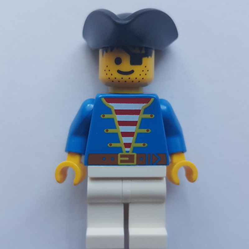 Pirate - torse bleu, jambes blanches, chapeau noir (3626c tête) (Pirate - Blue Torso, White Legs, Black Hat (3626c Head))