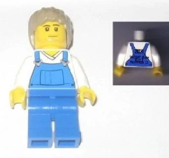 Torse blanc, salopette bleue, cheveux beige foncés - agreableon (White Torso, Blue Overall, Dark Tan Hair - Pleasanton)