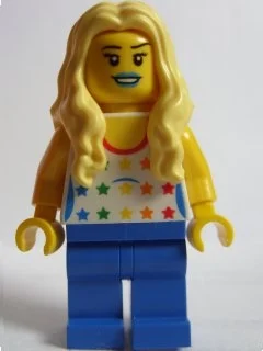 Torse blanc, jambes bleues, cheveux jaune clair vif (White Torso, Blue Legs, Bright Light Yellow Hair)