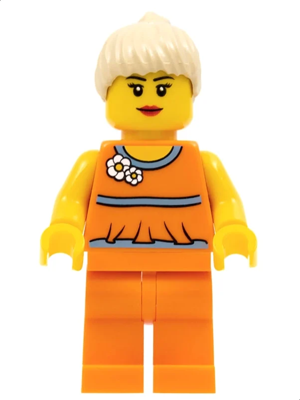 Torse orange, jambes orange, cheveux beige (Orange Torso, Orange Legs, Tan Hair)