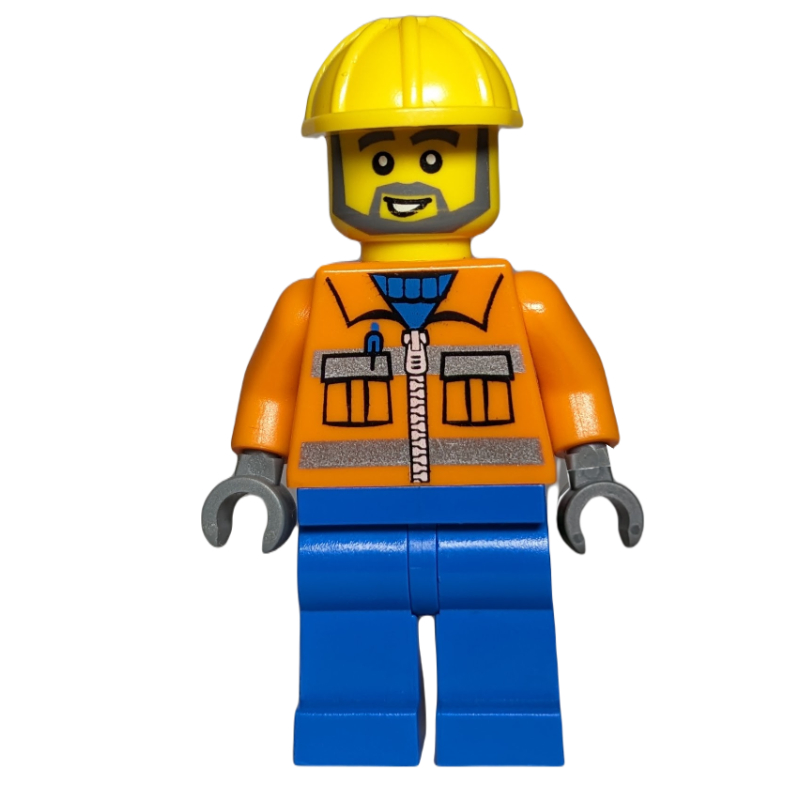 Torse orange, jambes bleues, chapeau jaune, barbe grise (Orange Torso, Blue Legs, Yellow Hat, Grey Beard)