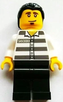 Prisonnier - torse blanc, jambes noires, cheveux noirs (Prisoner - White Torso, Black Legs, Black Hair)