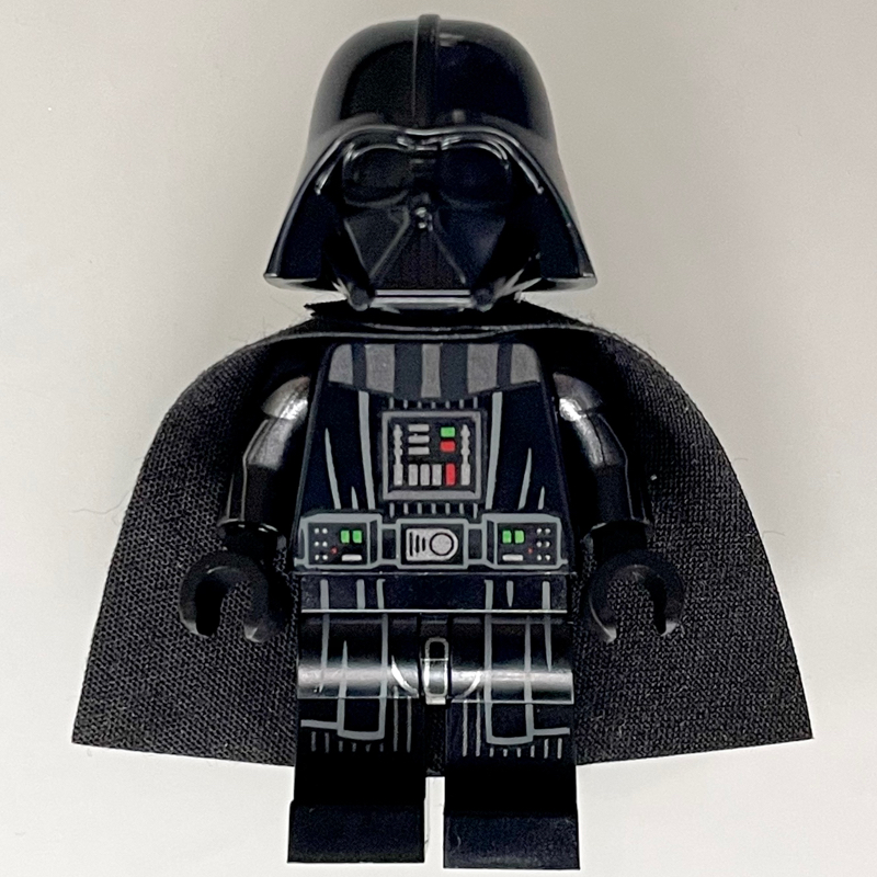 Dark Vador, peau blanche, cape 50231, ourlet et rayures sur les jambes, bras imprimés (Darth Vader, White Skin, 50231 Cape, Robe Hem and Stripes on Legs, Printed Arms)
