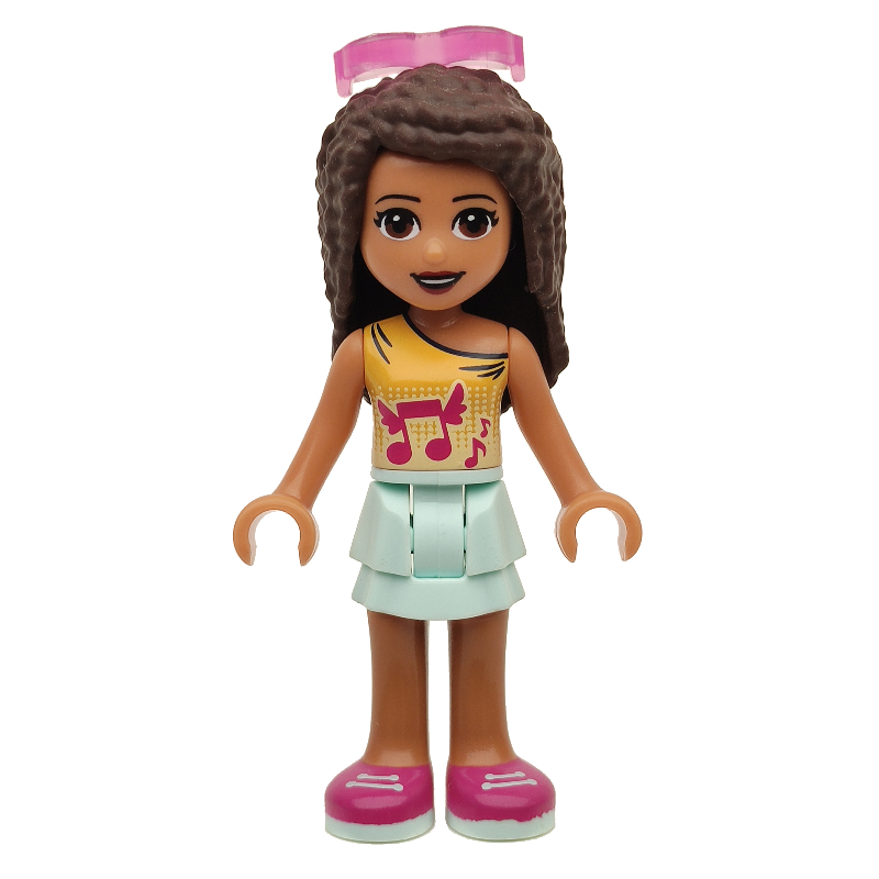 Andrea — haut orange clair vif, jupe vert d’eau clair, lunettes de soleil (Andrea - Bright Light Orange Top, Light Aqua Skirt, Sunglasses)