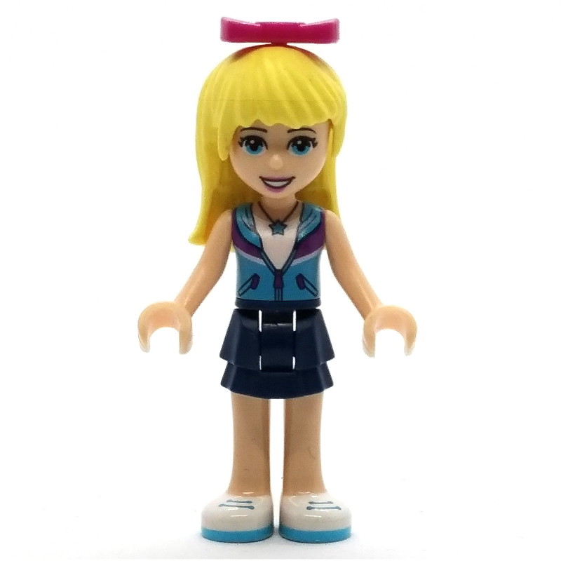 Stephanie - haut azur moyen, jupe bleu foncé, arc (Stephanie - Medium Azure Top, Dark Blue Skirt, Bow)
