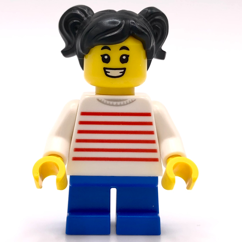 Enfant - torse blanc, jambes bleues, cheveux noirs (Kid - White Torso, Blue Legs, Black Hair)