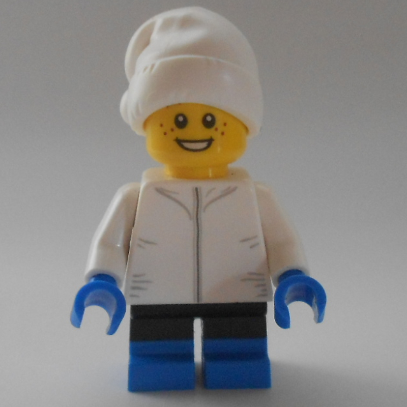 Enfant - torse blanc, jambes bleues, chapeau blanc (Kid - White Torso, Blue Legs, White Hat)