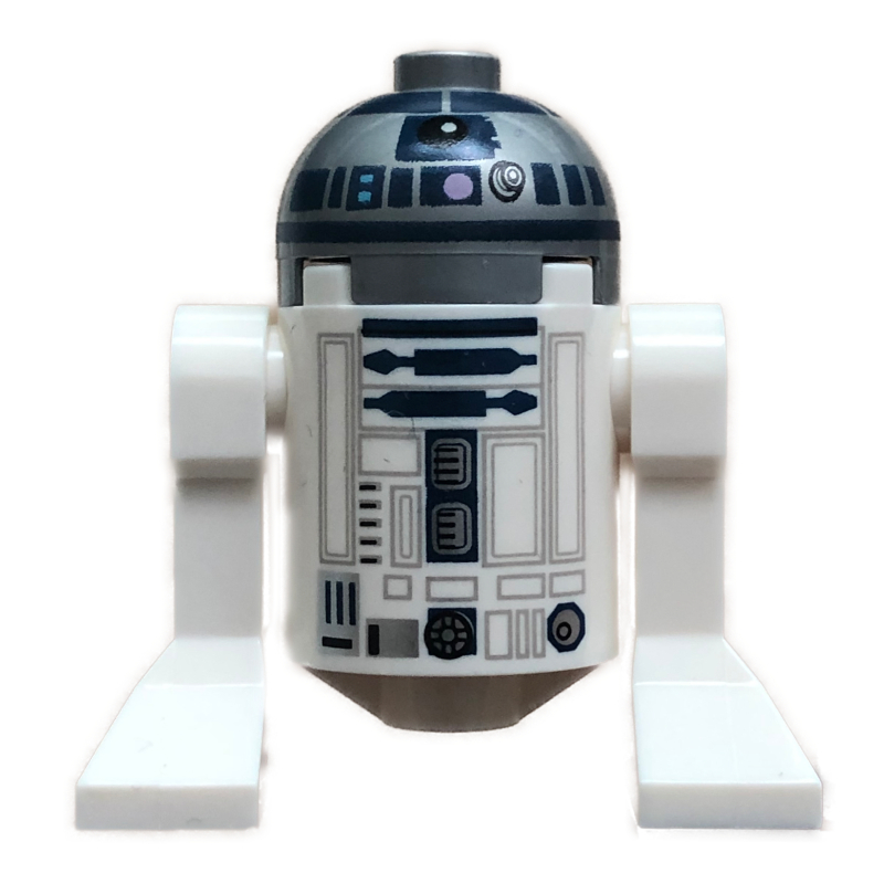 Droïde astromécano, R2-D2, dôme plat argenté, motif imprimé bleu foncé avec des points de lavande (Astromech Droid, R2-D2, Flat Silver Dome, Dark Blue Print with Lavender Dots)
