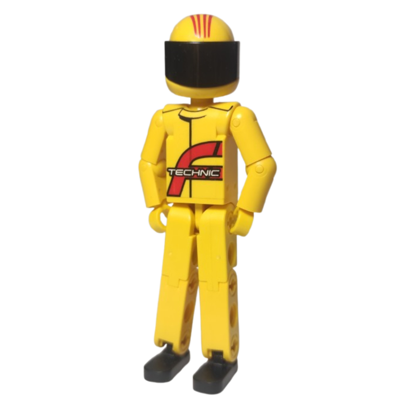 Figurine Technic jambes jaunes, haut jaune [poussoir conducteur] - casque jaune (Technic Figure Yellow Legs, Yellow Top [Power Puller Driver] - Yellow Helmet)