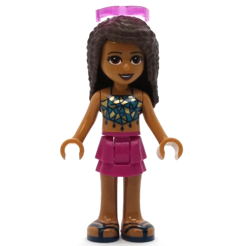 Andrea — haut bleu foncé, jupe magenta, lunettes de soleil (Andrea - Dark Blue Top, Magenta Skirt, Sunglasses)