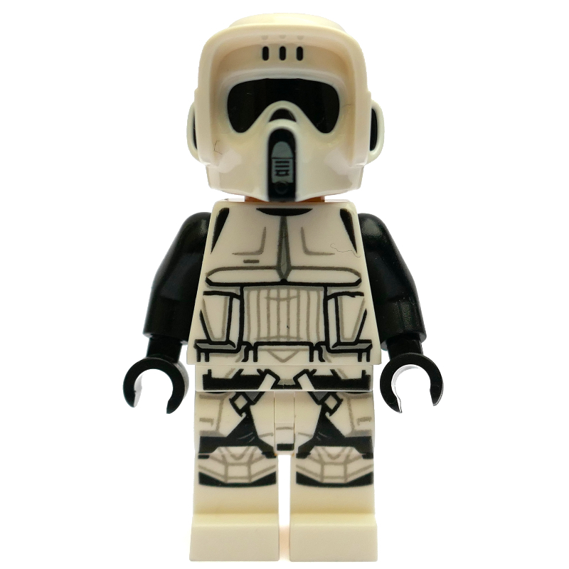 Soldat scout, double casque blanc et noir moulé, bouche fermée (Scout Trooper, Dual Molded White and Black Helmet, Closed Mouth)