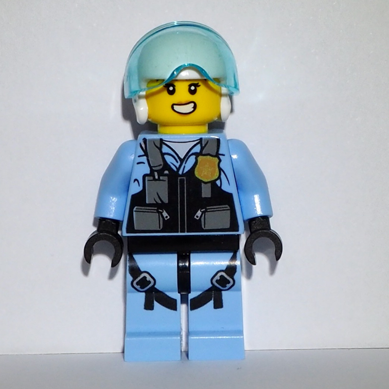 Rooky partnur, casque blanc, jambes bleu clair vif (Rooky Partnur, White Helmet, Bright Light Blue Legs)