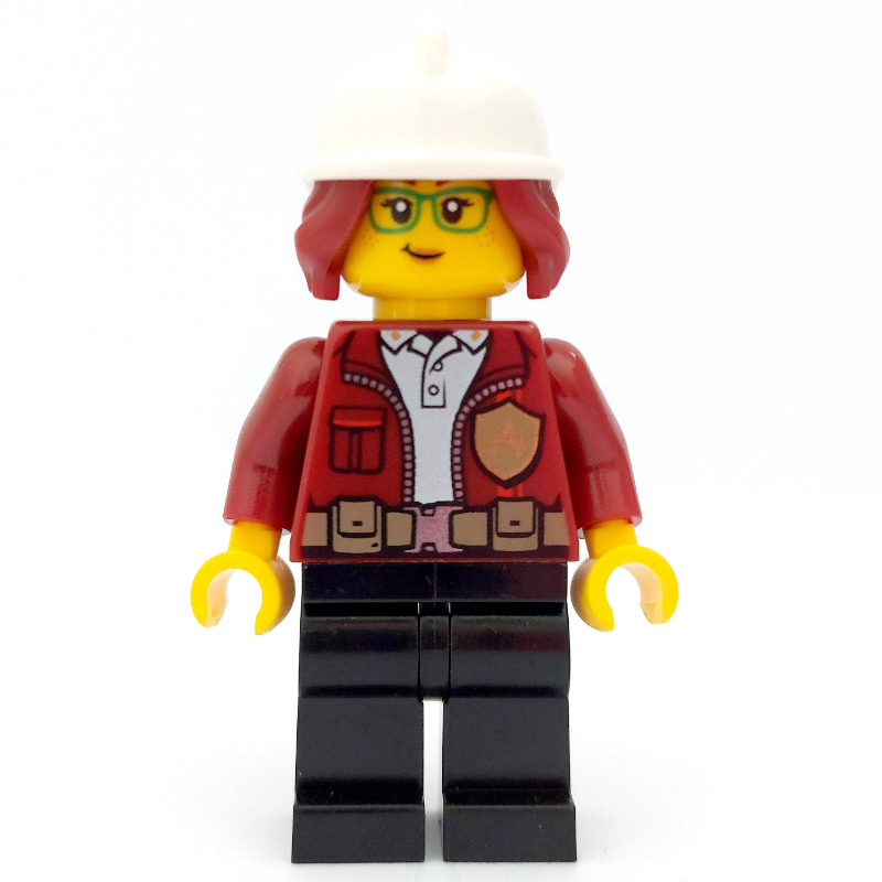 Freya mccloud, veste rouge foncé ouverte avec badge, casque de feu blanc (3626cpr3232 tête) (Freya McCloud, Open Dark Red Jacket with Badge, White Fire Helmet (3626cpr3232 Head))