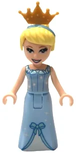 Cendrillon — robe bleu clair vif, sous-robe blanche, couronne (Cinderella - Bright Light Blue Dress, White Under-Dress, Crown)