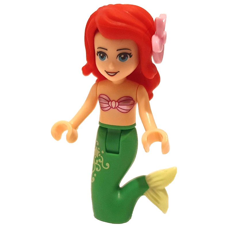 Ariel — forme sirène, haut rose, fleur (Ariel - Mermaid Form, Pink Top, Flower)