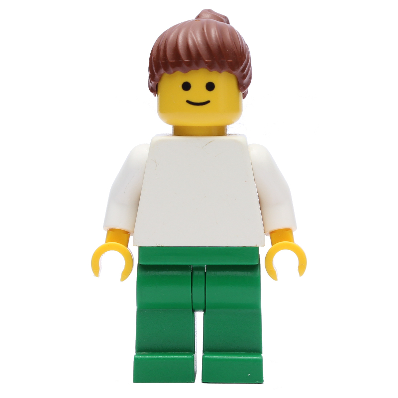 Torse blanc, jambes vertes, cheveux brun rougeâtre, femme (White Torso, Green Legs, Reddish Brown Hair, Female)