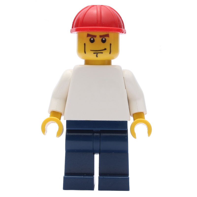 Torse blanc, jambes bleu foncé, casque rouge, lignes de joues (White Torso, Dark Blue Legs, Red Helmet, Cheek Lines)