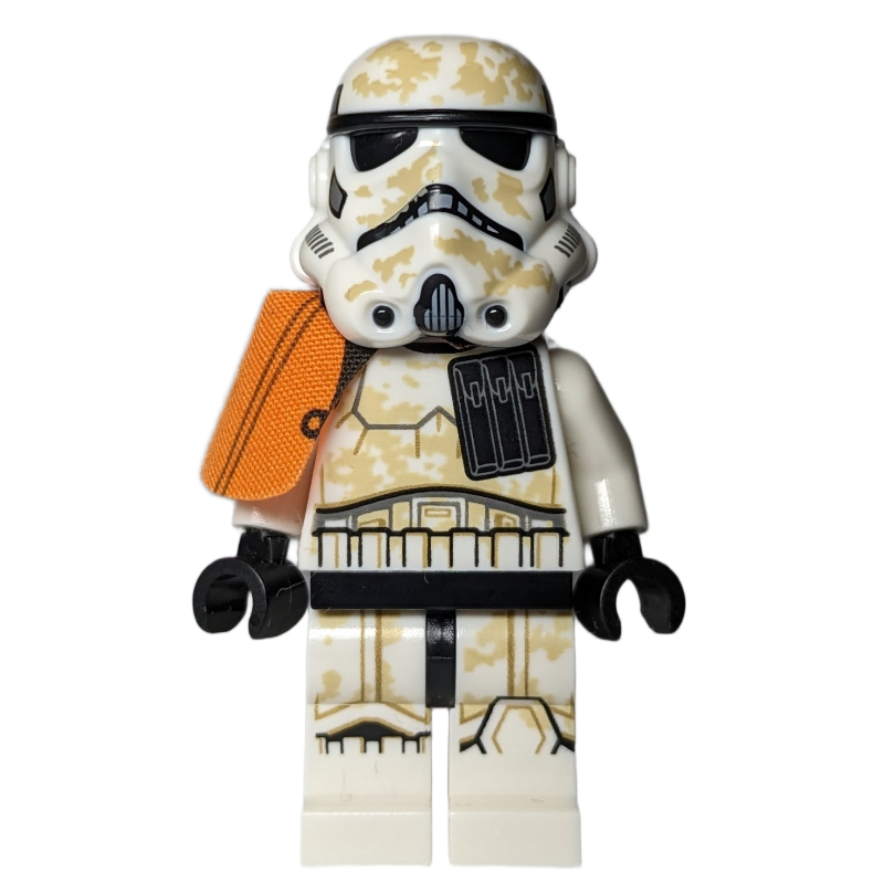 Sandtrooper chef d'équipe / capitaine, épaulière orange, support de cou, double casque moulé, bouche fermée (Sandtrooper Squad Leader / Captain, Orange Pauldron, Neck Bracket, Dual Molded Helmet, Closed Mouth)