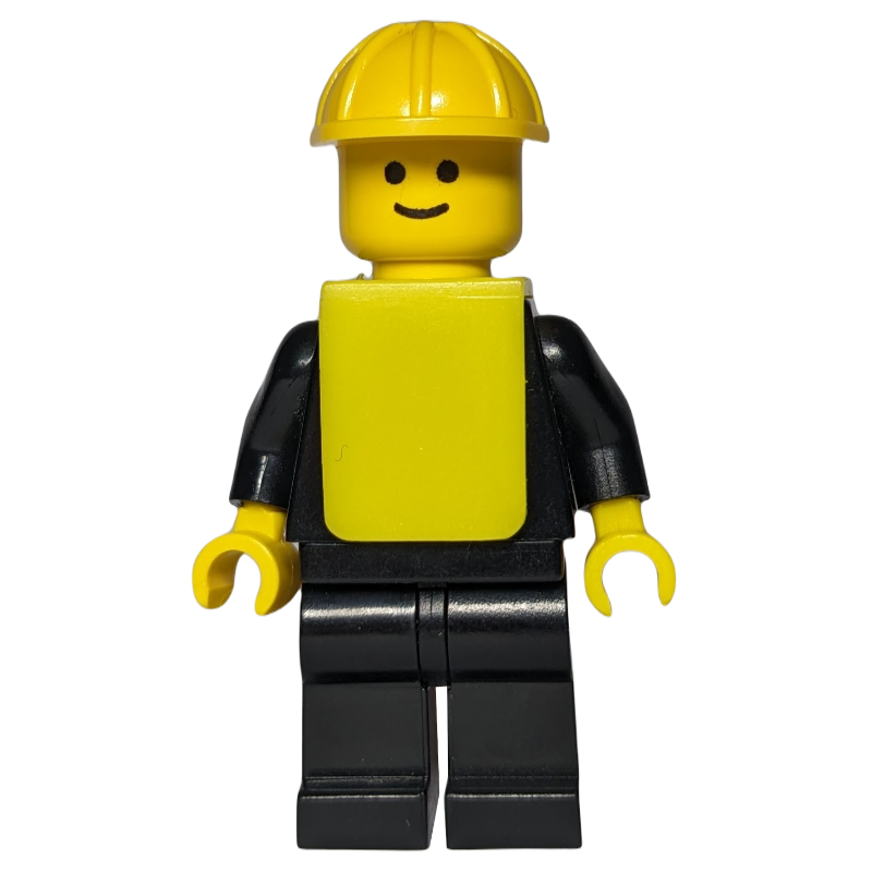 Homme - torse noir, jambes noires, chapeau jaune, gilet jaune (3626a tête) (Man - Black Torso, Black Legs, Yellow Hat, Yellow Vest (3626a Head))