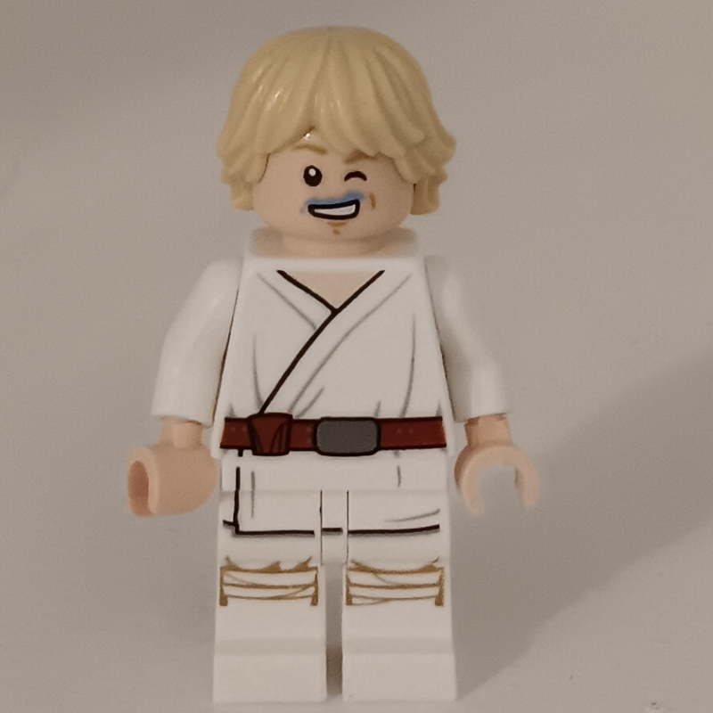 Luke Skywalker, robe blanche, bouche de lait bleu (Luke Skywalker, White Robe, Blue Milk Mouth)