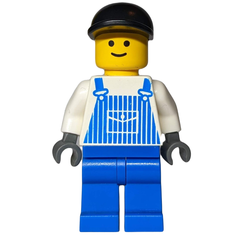 Torse blanc, bleu général, casquette noire (White Torso, Blue Overall, Black Cap)