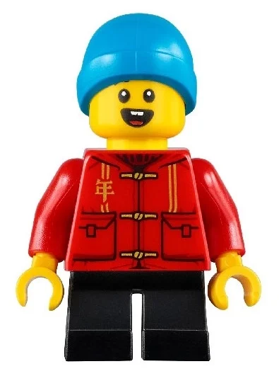 Torse rouge enfant, jambes noires, casquette azur foncé (Kid Red Torso, Black Legs, Dark Azure Cap)